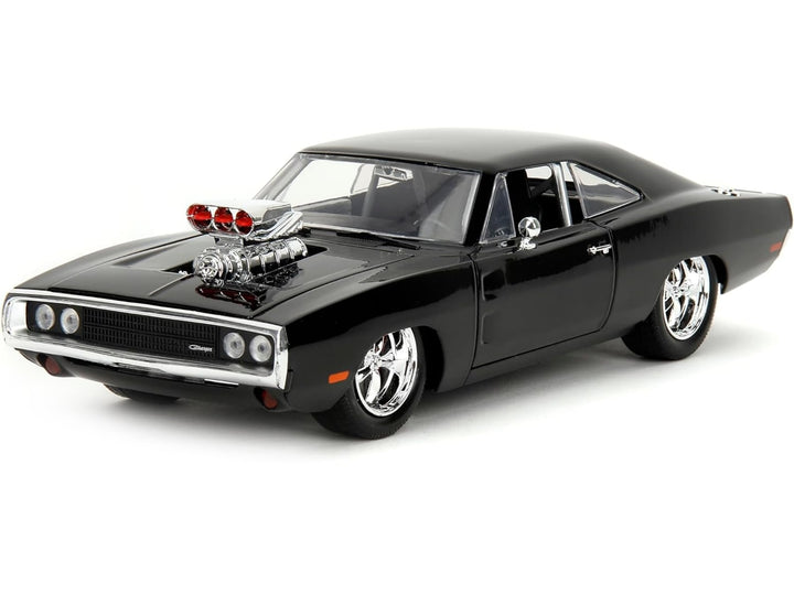 Dodge Charger R/T Black with Dom Diecast Figure "Fast & Furious" (2009) Movie "Hollywood Rides" Series 1/24 Diecast Model Car by Jada image 2