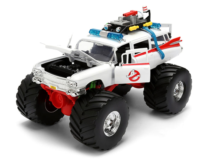 1959 Cadillac Ambulance Ecto-1 "Ghostbusters" (1984) Movie Monster Truck Version "Hollywood Rides" Series 1/24 Diecast Model Car by Jada image 2