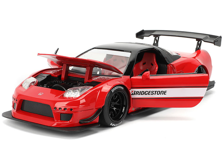 2002 Honda NSX-R RHD (Right Hand Drive) "Bridgestone" Red with Black Top and White Stripes "JDM Tuners" Series 1/24 Diecast Model Car by Jada image 2