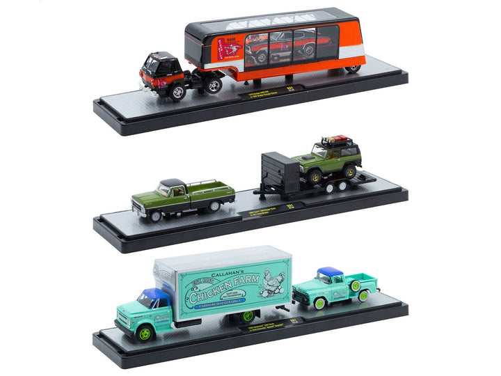 Auto Haulers Set of 3 Trucks Release 91 Limited Edition to 8000 pieces Worldwide 1/64 Diecast Model Cars by M2 Machines image 2