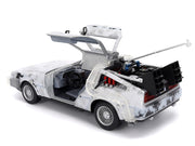 DMC DeLorean Time Machine Brushed Metal (Frost Version) with Lights "Back to the Future" (1985) Movie "Hollywood Rides" Series 1/24 Diecast Model Car by Jada image 2