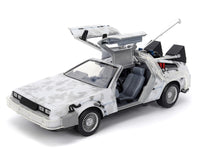 DMC DeLorean Time Machine Brushed Metal (Frost Version) with Lights "Back to the Future" (1985) Movie "Hollywood Rides" Series 1/24 Diecast Model Car by Jada image 3