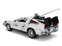 DMC DeLorean Time Machine Brushed Metal (Frost Version) with Lights "Back to the Future" (1985) Movie "Hollywood Rides" Series 1/24 Diecast Model Car by Jada image 4