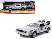 DMC DeLorean Time Machine Brushed Metal (Frost Version) with Lights "Back to the Future" (1985) Movie "Hollywood Rides" Series 1/24 Diecast Model Car by Jada image 5