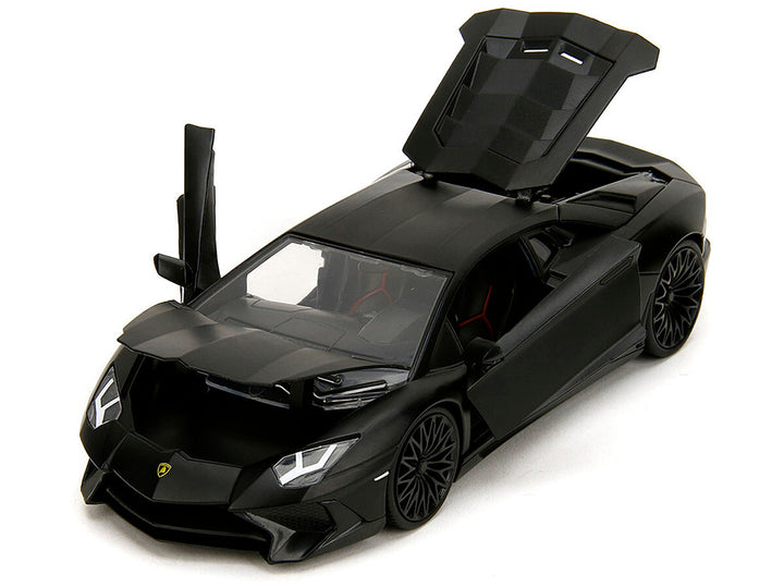 Shaw's Lamborghini Aventador Matt Black "Furious 7" (2015) Movie "Fast & Furious" Series 1/24 Diecast Car Model by Jada image 2