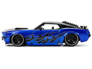 1970 Ford Mustang Boss 429 Black and Blue Metallic with Flames "Bigtime Muscle" Series 1/24 Diecast Model Car by Jada image 4