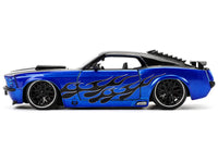 1970 Ford Mustang Boss 429 Black and Blue Metallic with Flames "Bigtime Muscle" Series 1/24 Diecast Model Car by Jada image 4