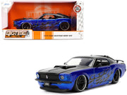 1970 Ford Mustang Boss 429 Black and Blue Metallic with Flames "Bigtime Muscle" Series 1/24 Diecast Model Car by Jada image 5