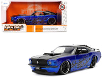 1970 Ford Mustang Boss 429 Black and Blue Metallic with Flames "Bigtime Muscle" Series 1/24 Diecast Model Car by Jada image 5