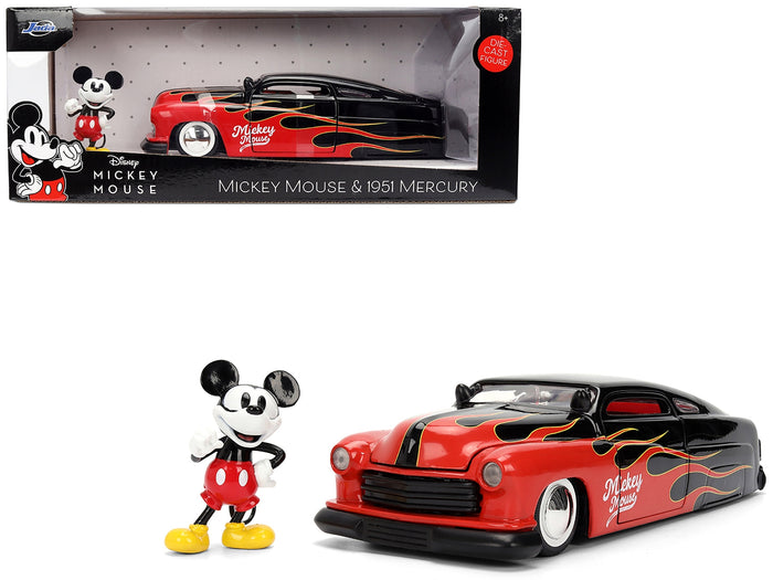 Jada 1951 Mercury red black flame graphics Mickey Mouse figure 1:24 36272, view 1