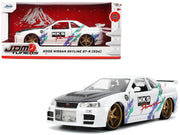2002 Nissan Skyline GT-R (R34) RHD (Right Hand Drive) "HKS Power" White with Carbon Hood and Graphics "JDM Tuners" Series 1/24 Diecast Model Car by Jada image 5