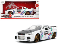2002 Nissan Skyline GT-R (R34) RHD (Right Hand Drive) "HKS Power" White with Carbon Hood and Graphics "JDM Tuners" Series 1/24 Diecast Model Car by Jada image 5