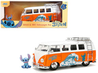 1961 Volkswagen Bus "Catching Waves" White and Orange with Stich Diecast Figure "Disney's Stitch" "Hollywood Rides" Series 1/24 Diecast Model by Jada image 4