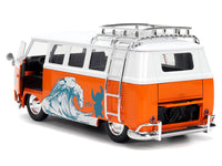 1961 Volkswagen Bus "Catching Waves" White and Orange with Stich Diecast Figure "Disney's Stitch" "Hollywood Rides" Series 1/24 Diecast Model by Jada image 5