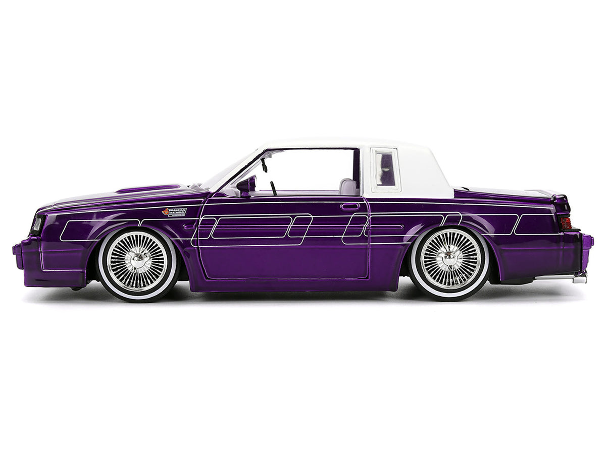 1987 Buick Grand National Candy Purple with Graphics and White Top and Interior "Bigtime Muscle" Series 1/24 Diecast Model Car by Jada