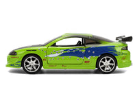 Brian's Mitsubishi Eclipse Green with Graphics (Damaged Version) "25 Years of Fast & Furious" "The Fast and the Furious" (2001) Movie 1/32 Diecast Model Car by Jada image 3