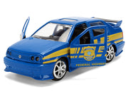 Volkswagen Jetta Police Vehicle "Rio Federal Highway Police" Blue with Yellow Stripes "Fast Five" (2011) Movie "Fast & Furious" Series 1/32 Diecast Model Car by Jada image 2