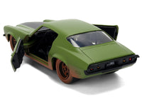 Dom's 1973 Chevrolet Camaro "F-Bomb" Matt Green (Dirty Version) with Black Hood Stripe "Fast & Furious" (2009) Movie "Fast & Furious 25 Years" Series 1/32 Diecast Model Car by Jada image 4