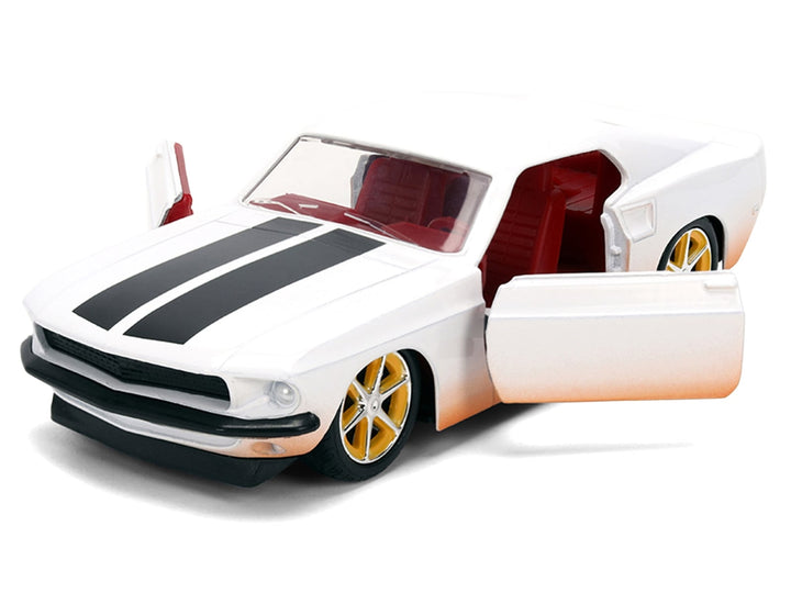 Roman's Ford Mustang White with Black Stripes and Red Interior (Dirty Version) "Fast & Furious" Movie "Fast & Furious 25th Anniversary" Series 1/32 Diecast Model Car by Jada image 2