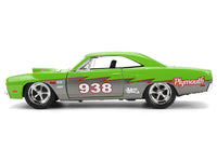 1970 Plymouth Road Runner #938 Green and Gray Metallic "Bigtime Muscle" Series 1/24 Diecast Model Car by Jada image 3