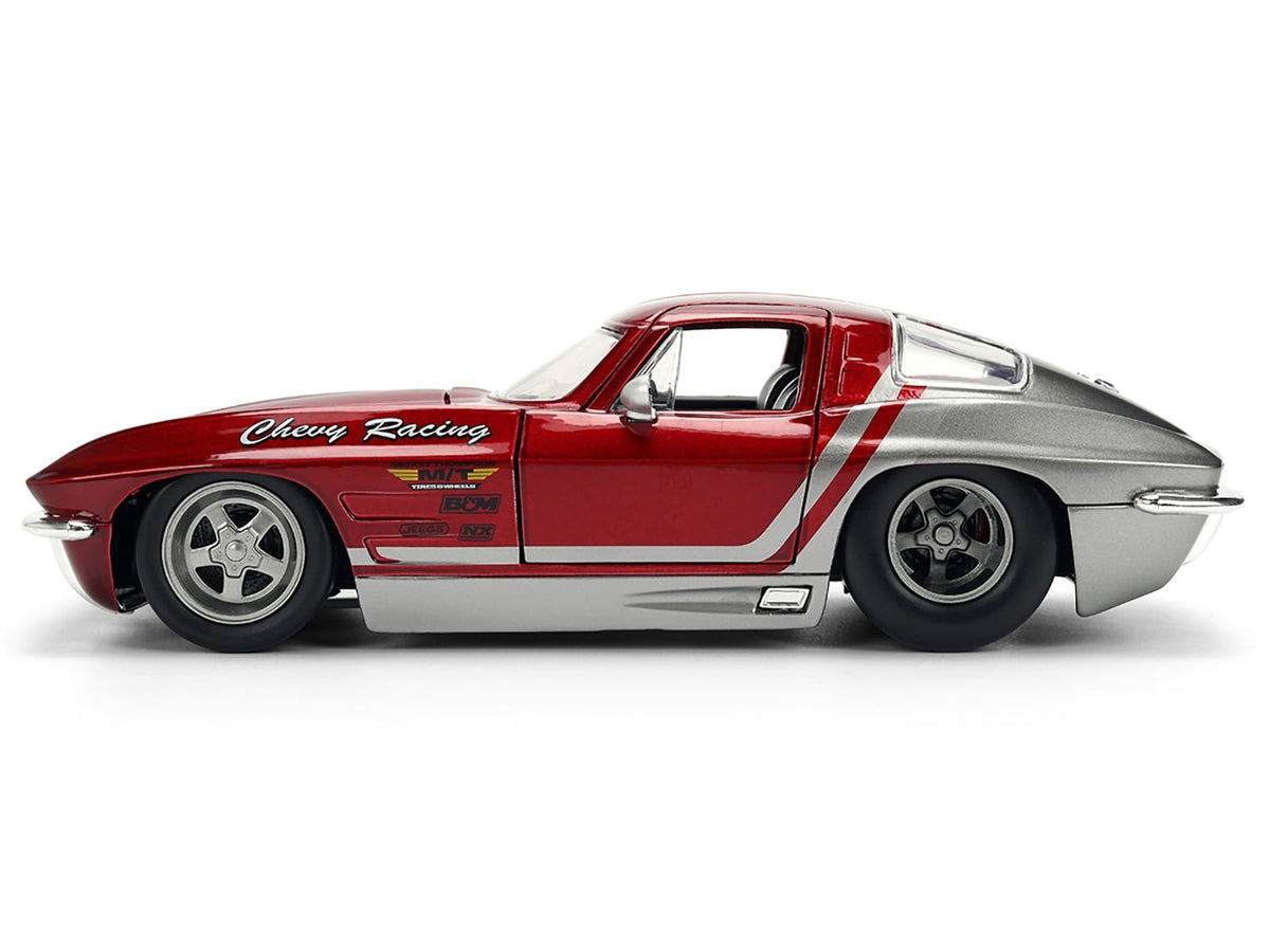 Jada 1963 Chevrolet Corvette Stingray Chevy Racing red gray 1:24 36459, product image 1