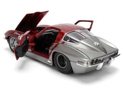 1963 Chevrolet Corvette Stingray "Chevy Racing" Red Metallic and Gray "Bigtime Muscle" Series 1/24 Diecast Model Car by Jada image 4