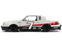 1987 Buick Grand National #7 "Buick Racing" Matt Silver Metallic with Red and Black Stripes "Bigtime Muscle" Series 1/24 Diecast Model by Jada image 3