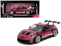 Porsche 911 GT3 RS Red Violet Metallic with White Stripes "Pink Slips" Series 1/18 Diecast Model Car by Jada