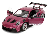 Porsche 911 GT3 RS Red Violet Metallic with White Stripes "Pink Slips" Series 1/18 Diecast Model Car by Jada image 2