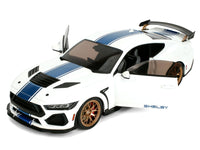Ford Mustang Shelby Super Snake White Metallic with Blue Stripes and Gold Wheels "Pink Slips" Series 1/18 Diecast Model Car by Jada image 2