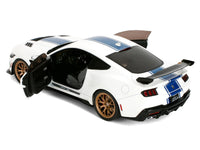 Ford Mustang Shelby Super Snake White Metallic with Blue Stripes and Gold Wheels "Pink Slips" Series 1/18 Diecast Model Car by Jada image 4