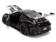 Porsche 911 GT3 RS (992) Black with Silver Hood and Graphics and Darth Vader Figure "Star Wars" Franchise "Hollywood Rides" Series 1/24 Diecast Model Car by Jada image 3