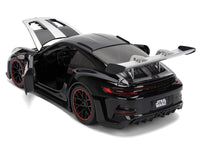 Porsche 911 GT3 RS (992) Black with Silver Hood and Graphics and Darth Vader Figure "Star Wars" Franchise "Hollywood Rides" Series 1/24 Diecast Model Car by Jada image 3