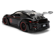 Porsche 911 GT3 RS (992) Black with Silver Hood and Graphics and Darth Vader Figure "Star Wars" Franchise "Hollywood Rides" Series 1/24 Diecast Model Car by Jada image 4