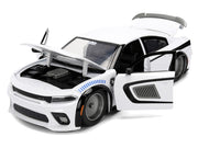 2021 Dodge Charger SRT Hellcat White with Graphics and Stormtrooper Figure "Star Wars" Franchise "Hollywood Rides" Series 1/24 Diecast Model Car by Jada image 2