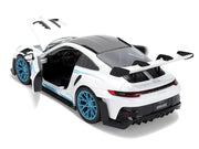 Porsche 911 GT3 RS (992) #12 White with Blue Stripes and Carbon Top "Hyper-Spec" Series 1/24 Diecast Model Car by Jada image 4