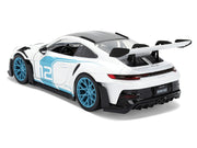 Porsche 911 GT3 RS (992) #12 White with Blue Stripes and Carbon Top "Hyper-Spec" Series 1/24 Diecast Model Car by Jada image 5