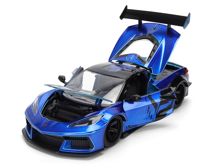 Chevrolet Corvette C8 "Liberty Walk" Candy Blue and Black "Hyper-Spec" Series 1/24 Diecast Model Car by Jada image 2