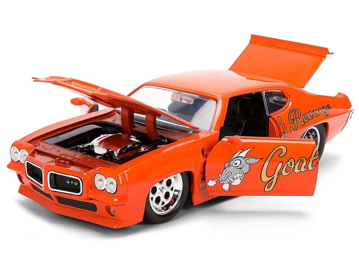 1971 Pontiac GTO "Goat's Revenge" Orange with Graphics "Bigtime Muscle" Series 1/24 Diecast Model Car by Jada image 2
