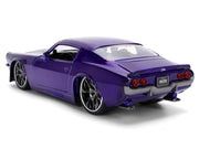 1971 Chevrolet Camaro Z/28 Purple Metallic with Black Hood "Bigtime Muscle" Series 1/24 Diecast Model Car by Jada image 5