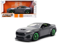 2024 Ford Mustang RTR Gray with Green Wheels "Bigtime Muscle" Series 1/24 Diecast Model Car by Jada