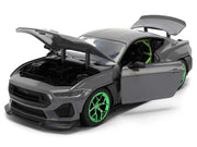2024 Ford Mustang RTR Gray with Green Wheels "Bigtime Muscle" Series 1/24 Diecast Model Car by Jada image 2