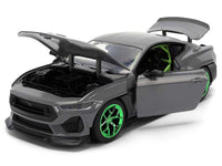 2024 Ford Mustang RTR Gray with Green Wheels "Bigtime Muscle" Series 1/24 Diecast Model Car by Jada image 2