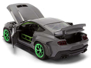 2024 Ford Mustang RTR Gray with Green Wheels "Bigtime Muscle" Series 1/24 Diecast Model Car by Jada image 4