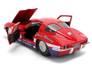 1963 Chevrolet Corvette Stingray #63 "Chevy Racing" Red with White and Blue Stripes "Bigtime Muscle" Series 1/24 Diecast Model Car by Jada image 4