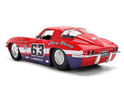 1963 Chevrolet Corvette Stingray #63 "Chevy Racing" Red with White and Blue Stripes "Bigtime Muscle" Series 1/24 Diecast Model Car by Jada image 5