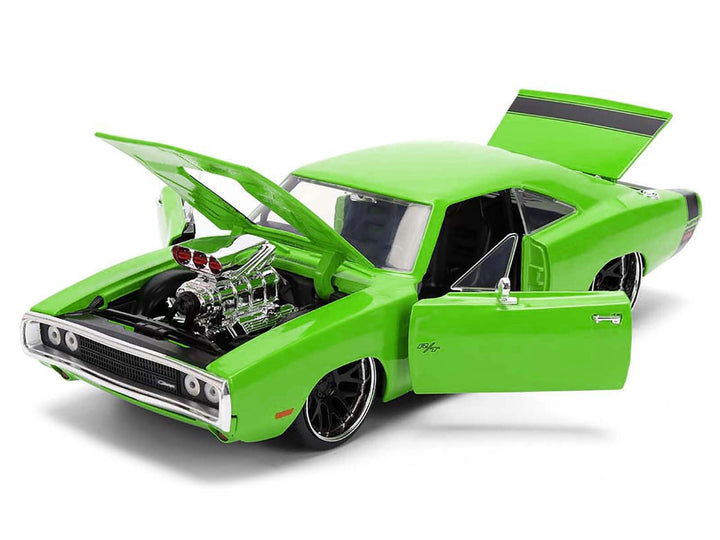 1970 Dodge Charger R/T Bright Green with Black Tail Stripe "Bigtime Muscle" Series 1/24 Diecast Model Car by Jada image 2