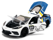 2020 Chevrolet Corvette Stingray C8 #89 "Michelin" White with Yellow and Blue Stripes "Bigtime Muscle" Series 1/24 Diecast Model Car by Jada image 2