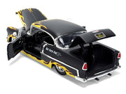 1955 Chevrolet Bel Air "BTM Social Club" Matt Black with Flames "Bigtime Muscle" Series 1/24 Diecast Model Car by Jada image 5