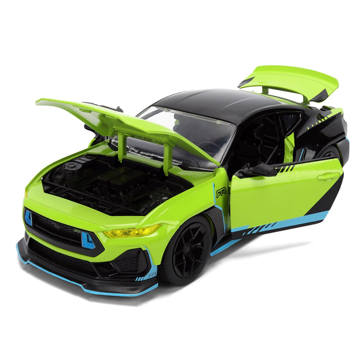 2026 Ford Mustang RTR Spec 5-D Lime Green with Black Top and Graphics "Hyper-Spec" Series 1/24 Diecast Model Car by Jada image 2